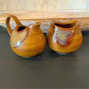 Sango Splash 4951 China Set of Covered Sugar Bowl And Creamer Mid Centur…